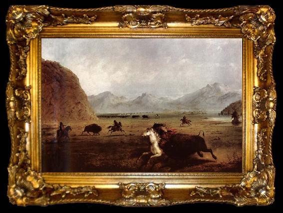 framed  Alfred Jacob Miller Buffalo Hunt, ta009-2
